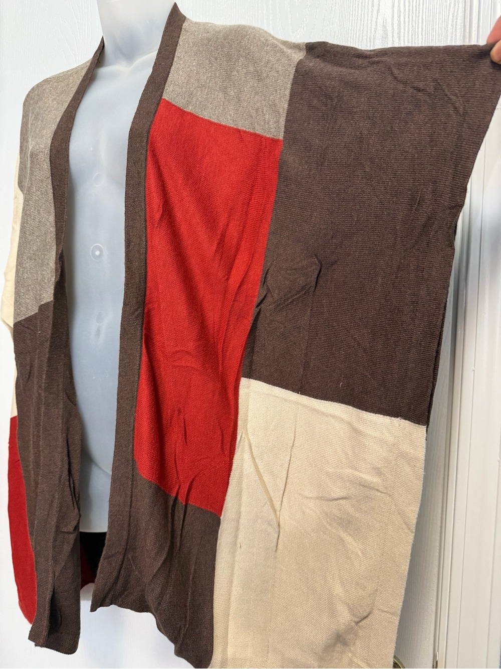 Colorblock Open-Front Sweater Cardigan - Picture 3 of 9